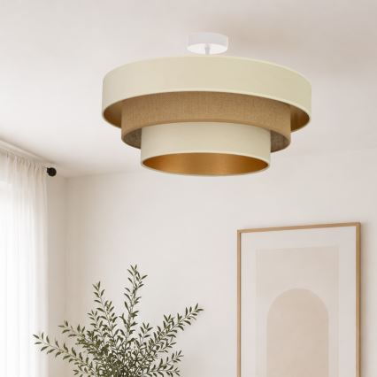 Stropni lestenec WENTA 1xE27/60W/230V, premer 50 cm, bež/juta