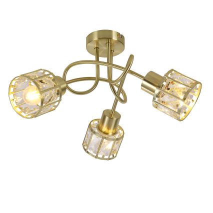 Stropni lestenec ZAHARA, pritrjen na strop, 3xE27/10W/230V, v zlati barvi