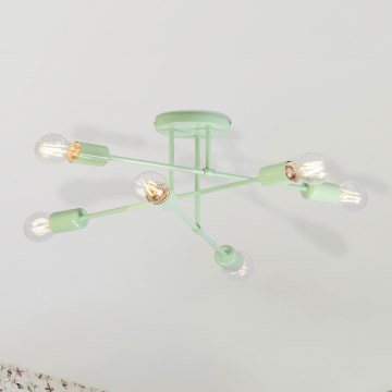 Stropni pritrjen lestenec CAMBRIDGE 6xE27/15W/230V zelen