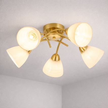 Stropni pritrjen lestenec CLARA 5xE27/15W/230V zlata