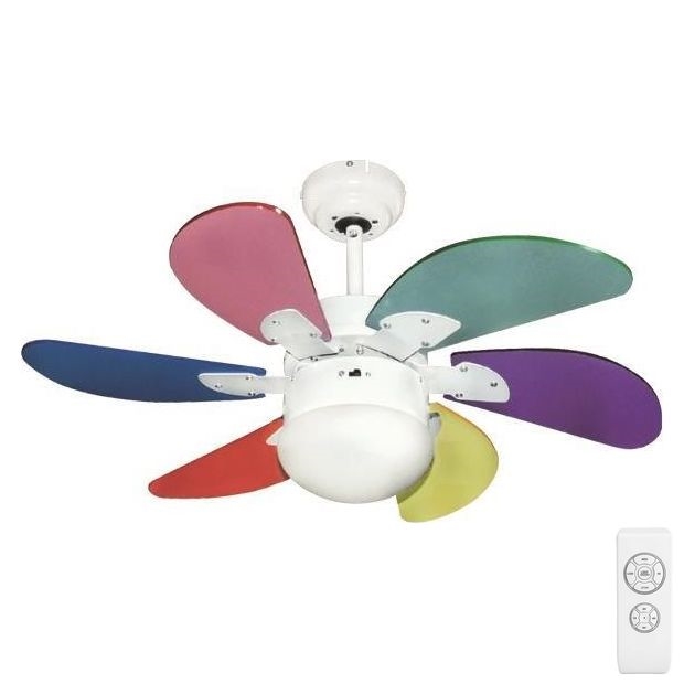 Stropni ventilator 1xE27/70W/230V pr. 90 cm barvna + Daljinski upravljalnik