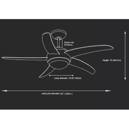 Stropni ventilator 2xE27/20W/230V pr. 132 cm + Daljinski upravljalnik