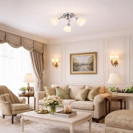 Stropno pritrjen lestenec CLARA 3xE27/15W/230V sijajni krom