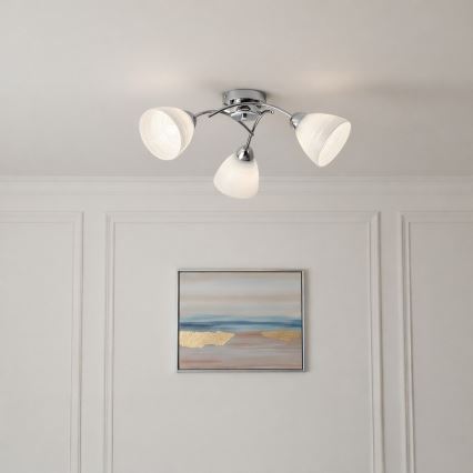 Stropno pritrjen lestenec CLARA 3xE27/15W/230V sijajni krom