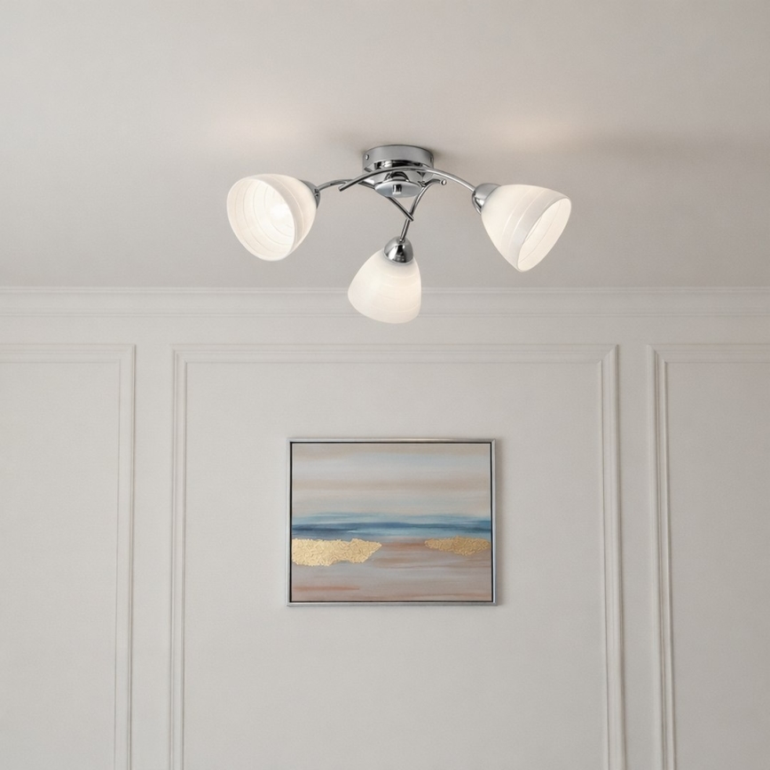 Stropno pritrjen lestenec CLARA 3xE27/15W/230V sijajni krom