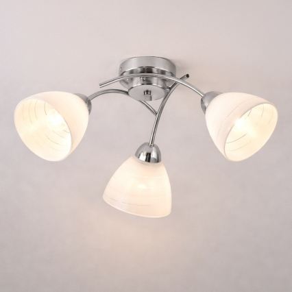 Stropno pritrjen lestenec CLARA 3xE27/15W/230V sijajni krom