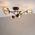 Stropno pritrjen lestenec MALENA 6xE14/5W/230V rjav/zadimljen bež