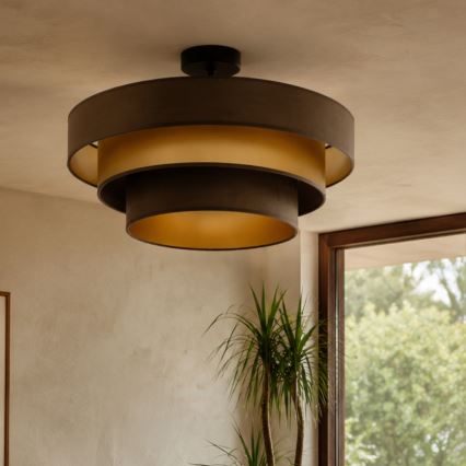 Stropno pritrjen lestenec WENTA 1xE27/60W/230V, premer 50 cm, rjav/zlat