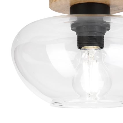 Stropno svetilo FLO WOOD 1xE27/15W/230V hrast/prozorno steklo Ø 22 cm