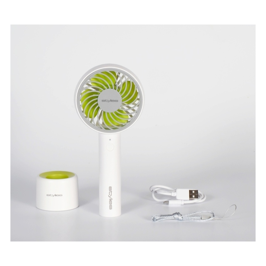 Stylies - Polnilni ročni ventilator LACERTA 4W/5V 2500 mAh bela