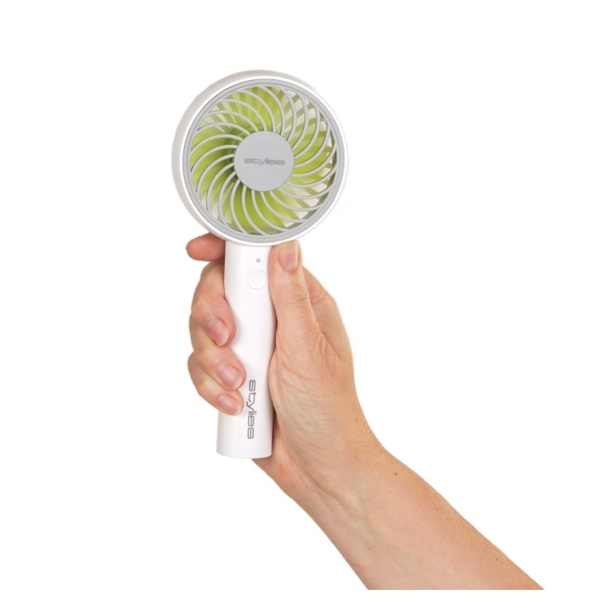 Stylies - Polnilni ročni ventilator LACERTA 4W/5V 2500 mAh bela
