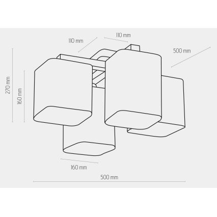 Surface-mounted lestenec TORA 4xE27/15W/230V bela