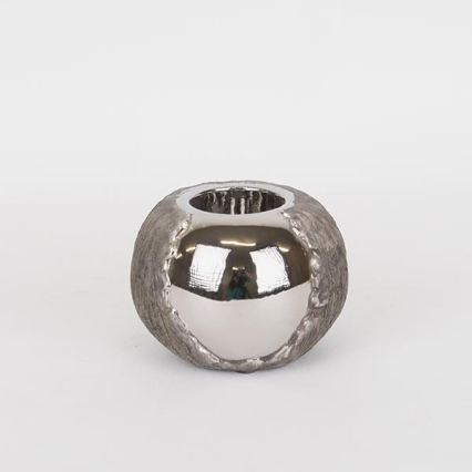 Svečnik 7,5x10,5 cm srebrn/rjav