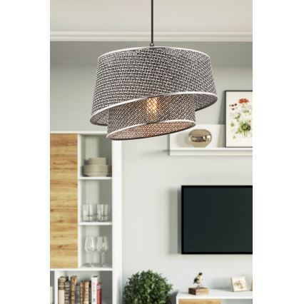 Svetilka z vrvice BARETTE 1xE27/60W/230V siva/lesk krom