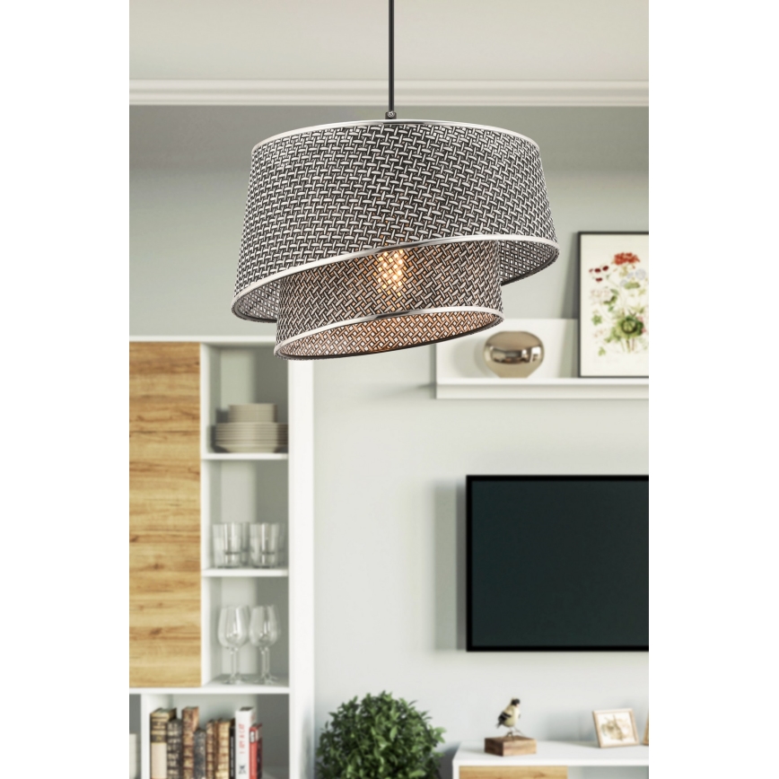 Svetilka z vrvice BARETTE 1xE27/60W/230V siva/lesk krom