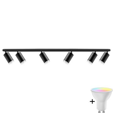 Светильник для ванной LED RGBW точечный TURYN 6xGU10/6,5W/230V 2700-6500K Wi-Fi IP44 черный