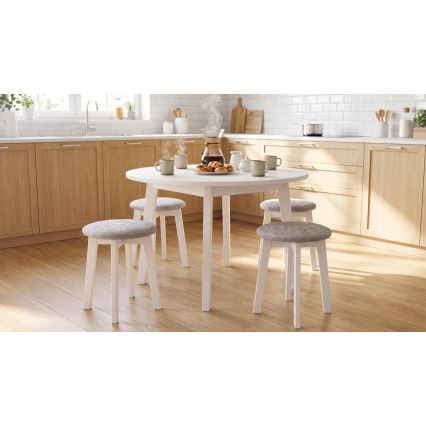 Tabure KUBE premer 36 cm bela/kremna