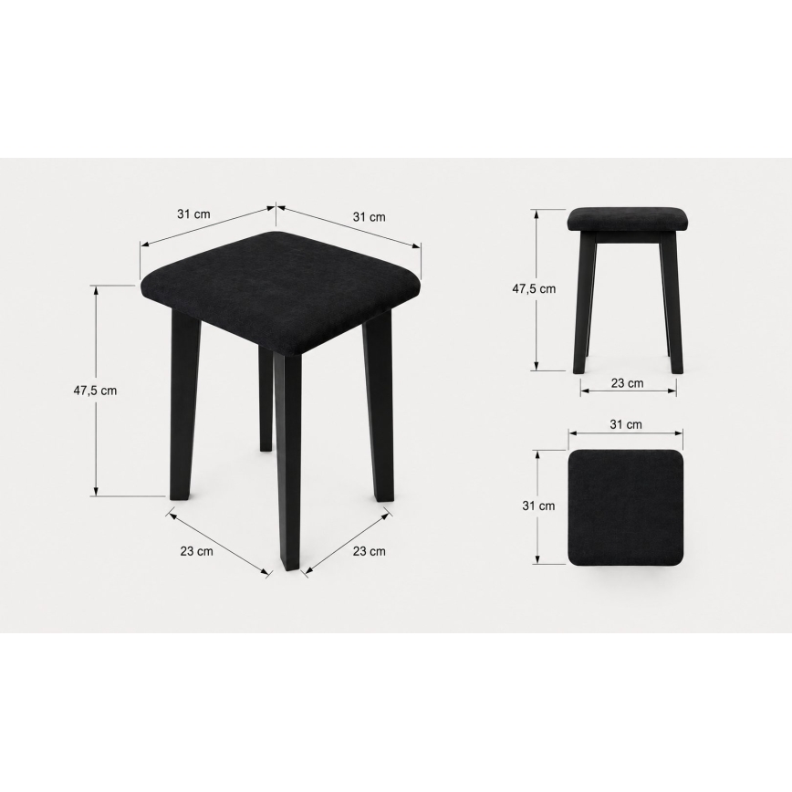 Tabure LUBE 36x36 cm bela/siva