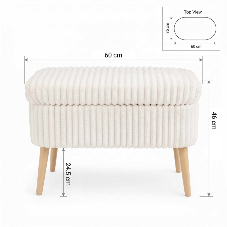 Tabure MOLIS 35x60 cm bela