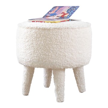 Taburet PIXI, premer 38 cm, v beli barvi