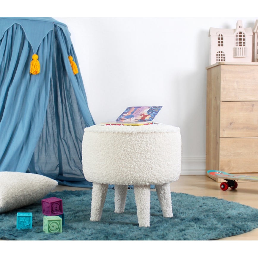 Taburet PIXI, premer 38 cm, v beli barvi