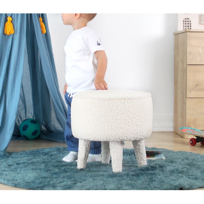 Taburet PIXI, premer 38 cm, v beli barvi