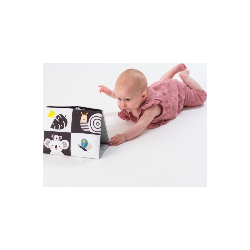 Taf Toys - Otroška tekstilna knjiga z ogledalom črna