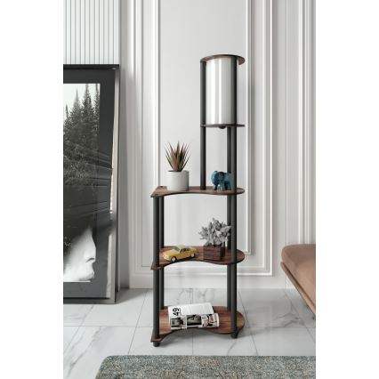 Talna svetilka s policami 1xE27/40W/230V 140 cm črna/rjava