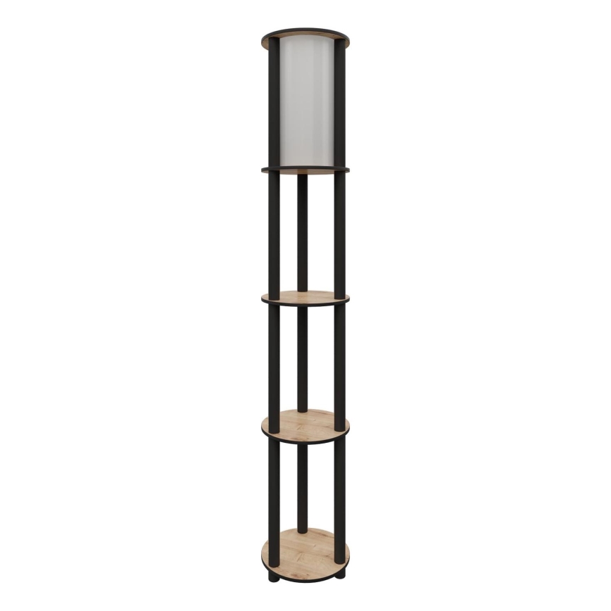 Talna svetilka s policami 1xE27/40W/230V 150 cm črna/rjava