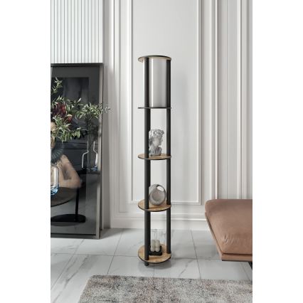 Talna svetilka s policami 1xE27/40W/230V 150 cm črna/rjava