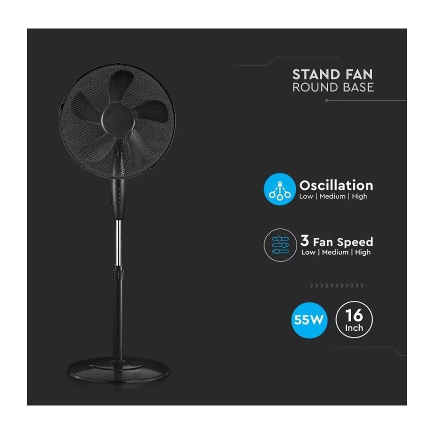 Talni ventilator d. 43cm 55W/230V črn