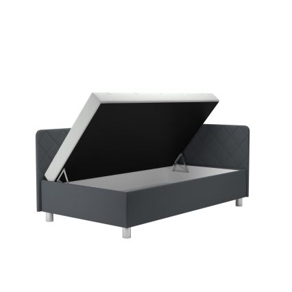 Tapecirana dnevna postelja z vgrajenim prostorom za shranjevanje in vzmetnico EMILE 110x200 cm siva