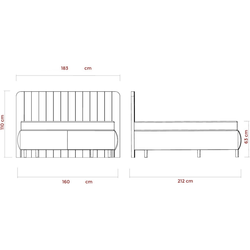Tapecirana postelja z vzmetnico in shranjevalnim prostorom ALEXA 160x200 cm, bež