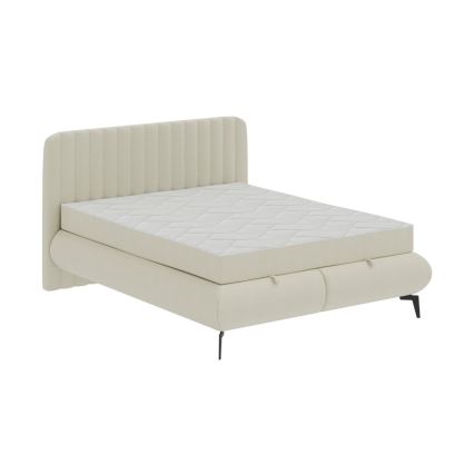 Tapecirana postelja ALEXA 180x200 cm z vzmetnicami in prostorom za shranjevanje, v bež barvi