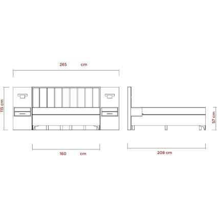 Tapecirana postelja z vzmetnico in dodatno blazino ter shranjevalnim prostorom ALICIA 160x200 cm, bež