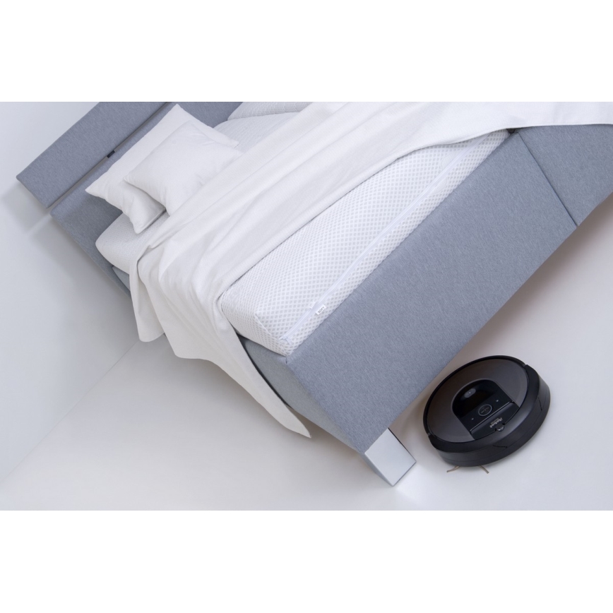 Tapecirana postelja ALIS 180x200 cm s predalom za shranjevanje, brez vzmetnice, svetlo siva