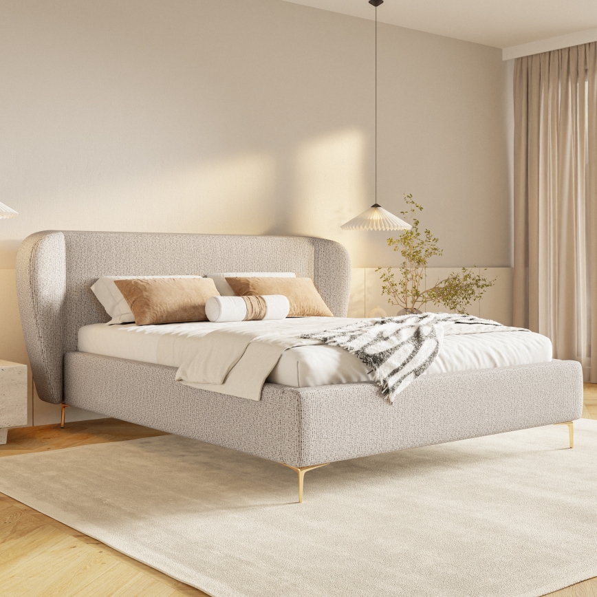 Tapecirana postelja brez vzmetnice DALIA 160x200 cm bež
