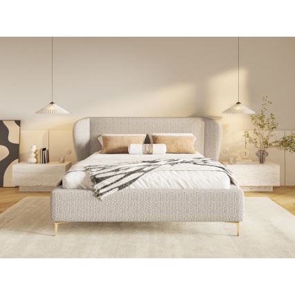 Tapecirana postelja brez vzmetnice DALIA 160x200 cm bež
