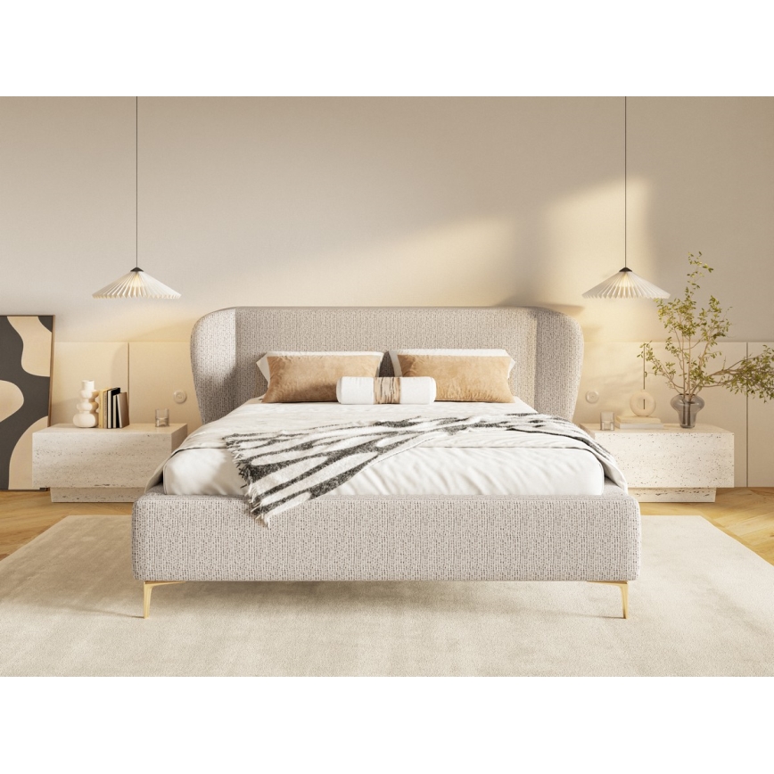 Tapecirana postelja brez vzmetnice DALIA 160x200 cm bež