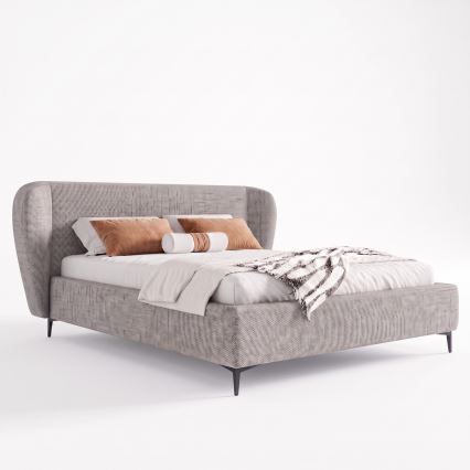 Tapecirana postelja brez vzmetnice DALIA 160x200 cm siva
