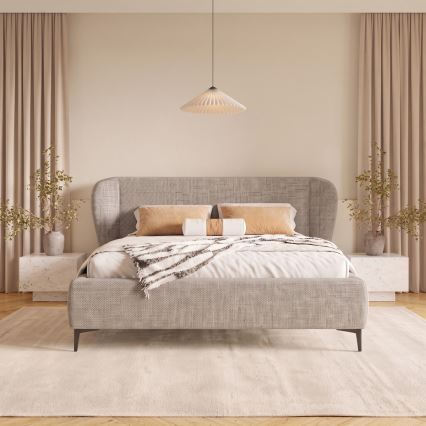Tapecirana postelja brez vzmetnice DALIA 160x200 cm siva
