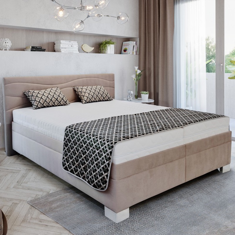 Tapecirana postelja brez vzmetnice WINDSOR 180x200 cm bež