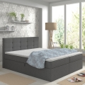 Tapecirana postelja EMBER 180x200 cm z vzmetnicama in topperjem ter s prostorom za shranjevanje, antracit