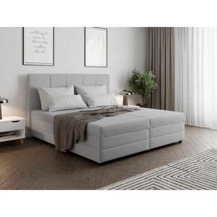 Tapecirana postelja z vzmetnico in shranjevalnim prostorom ISABEL 160x200 svetlo siva