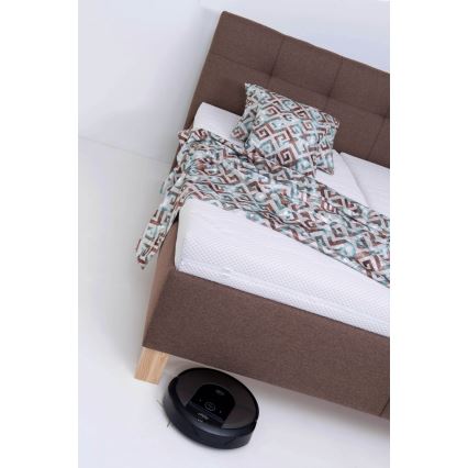 Tapecirana postelja MARIA 160x200 cm z vzmetnico in shranjevalnim prostorom, rjava