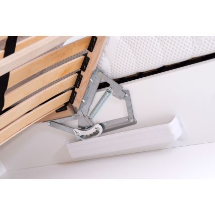 Tapecirana postelja MARIA 180 x 200 cm z vzmetnico in velikim shranjevalnim prostorom, siva