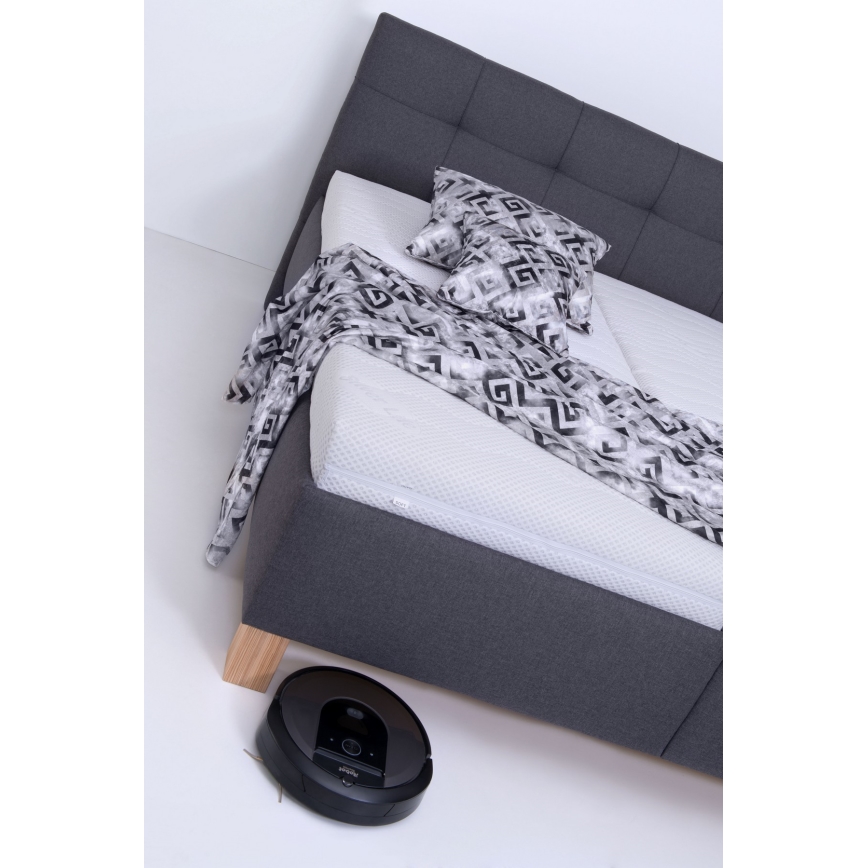 Tapecirana postelja s prostorom za shranjevanje brez vzmetnice MARIA 160x200 cm siva