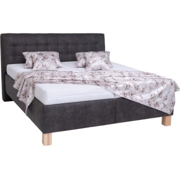 Tapecirana postelja s shranjevalnim prostorom brez vzmetnice VIOLET 160x200 cm temno siva
