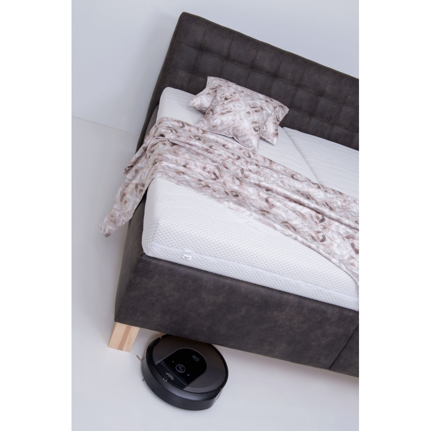 Tapecirana postelja VIOLET 180x200 cm z vzmetnico in prostorom za shranjevanje, temno siva