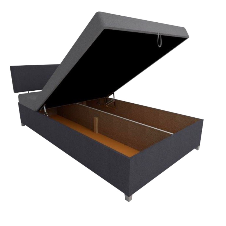 Tapecirana postelja z nastavljivim naslonom in shranjevalnim prostorom DALLAS 108x205 cm siva/antracit